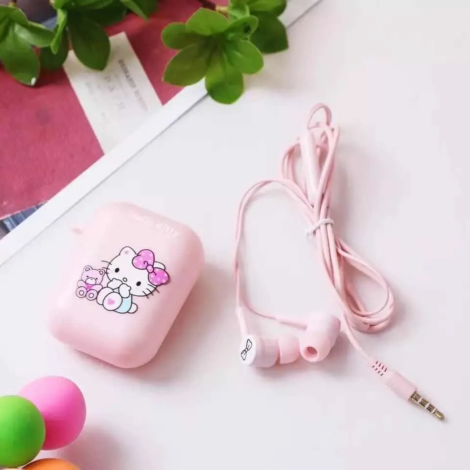 Audífonos Cableados Hello Kitty Con Estuche