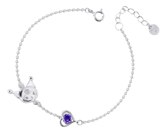 Pulsera Kuromi Bañada en Plata Ajustable