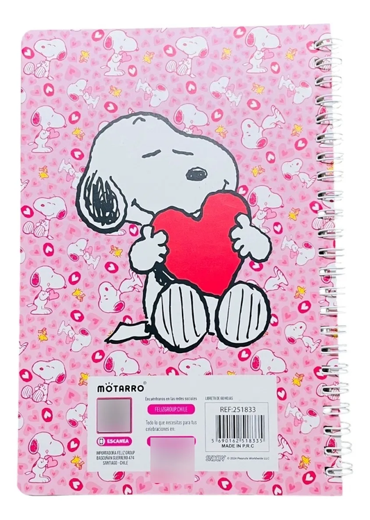 Set de Libreta Argollada + Stickers Snoopy