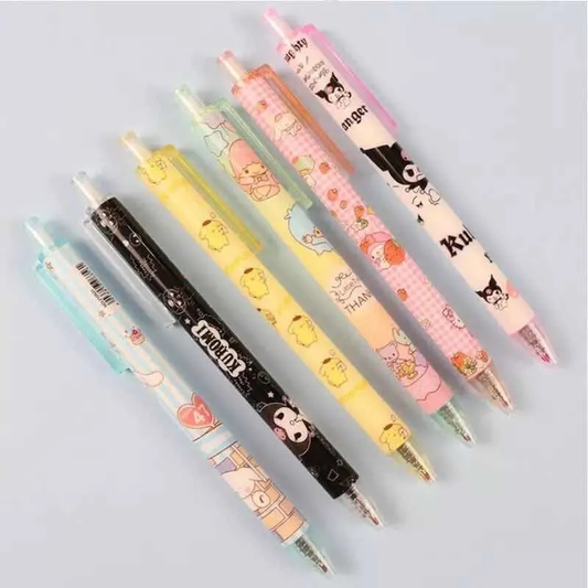 Set de 6 lápices de Gel Tinta Negra Personajes Sanrio