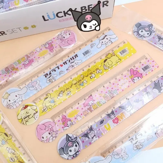 Set de 4 reglas Personajes Sanrio Transparente con Diseño