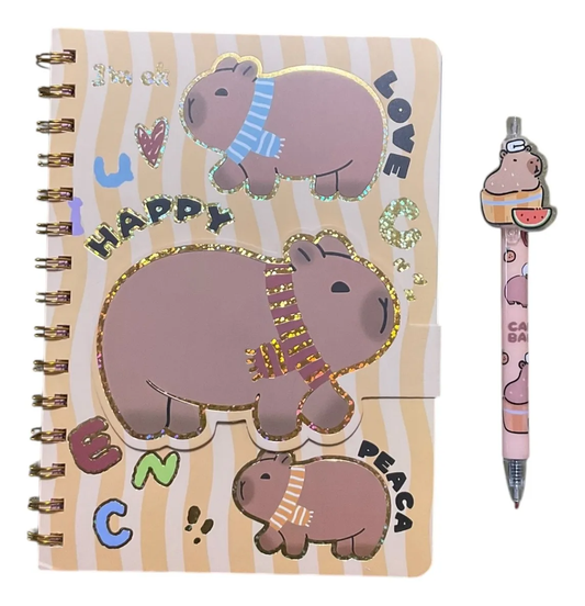Set Libreta + Lápiz y Stickers Capibara
