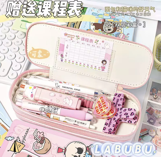 Estuche Escolar Doble Labubu para Niños