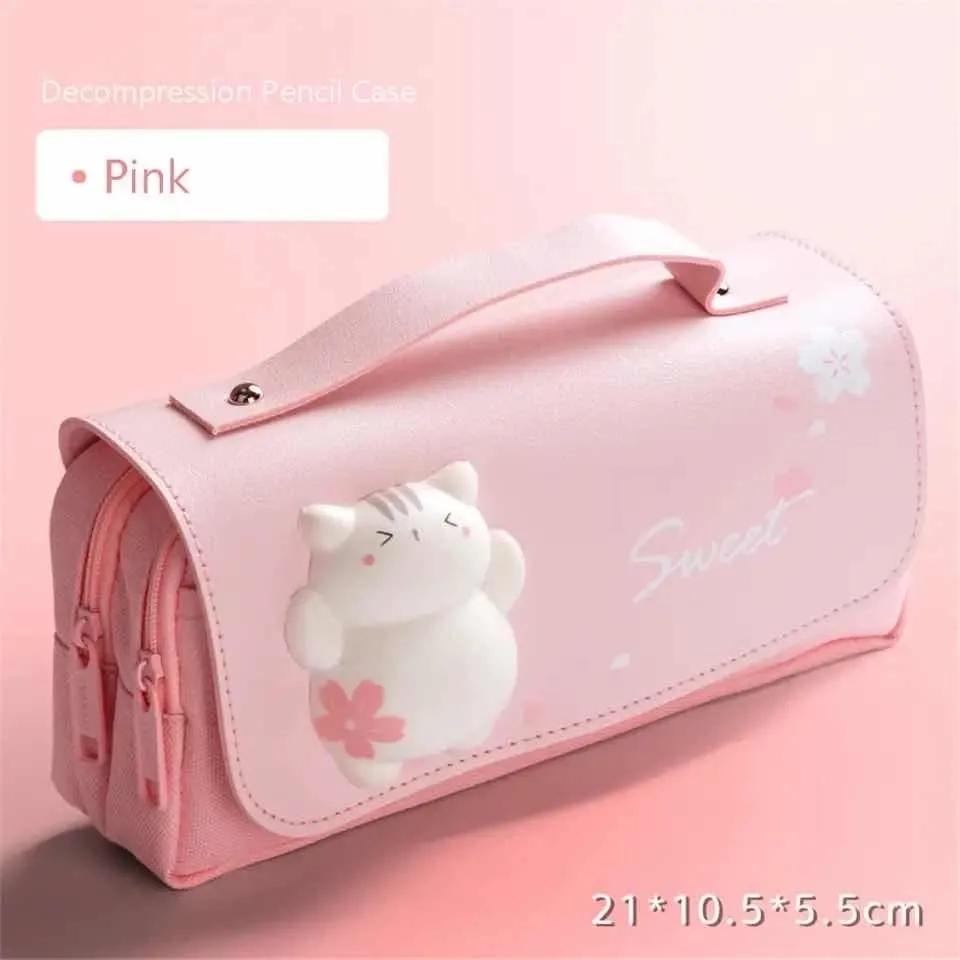 Estuche Doble Diseño Gatito Gran Capacidad (Varios diseños)