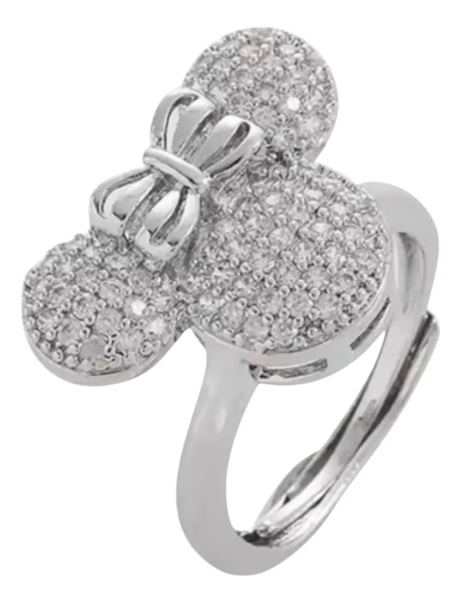 Conjunto Minnie Mouse Collar Aros y Anillo – Baño Oro con Circonita