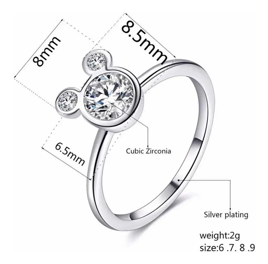 Anillo Mickey Mouse Plata 925 con Circonita Cúbica