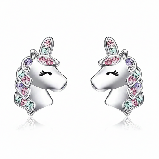 Aros Unicornio De Plata Esterlina