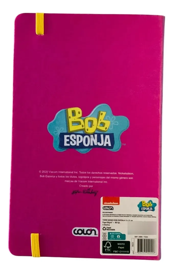 Libreta Bob Esponja + Bolígrafo Negro de Regalo