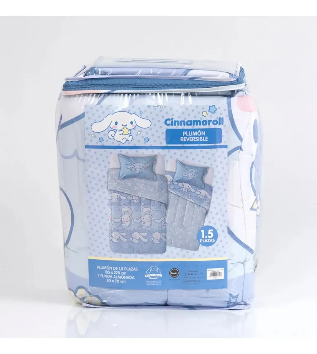 Plumón Reversible Cinnamoroll Sanrio 1.5 Plazas con Funda de Almohada