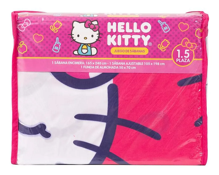 Plumón Reversible Hello Kitty Sparkle Sanrio 1.5 Plazas con Funda