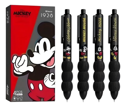 Set 4 Lápices Tinta Gel Negro de Mickey & Minnie