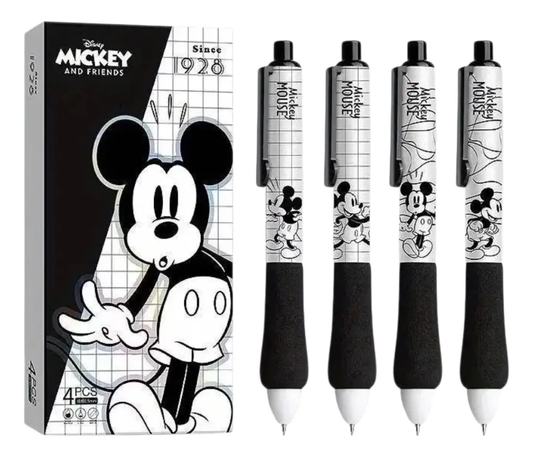 Set 4 Lápices Tinta Gel Negro de Mickey & Minnie