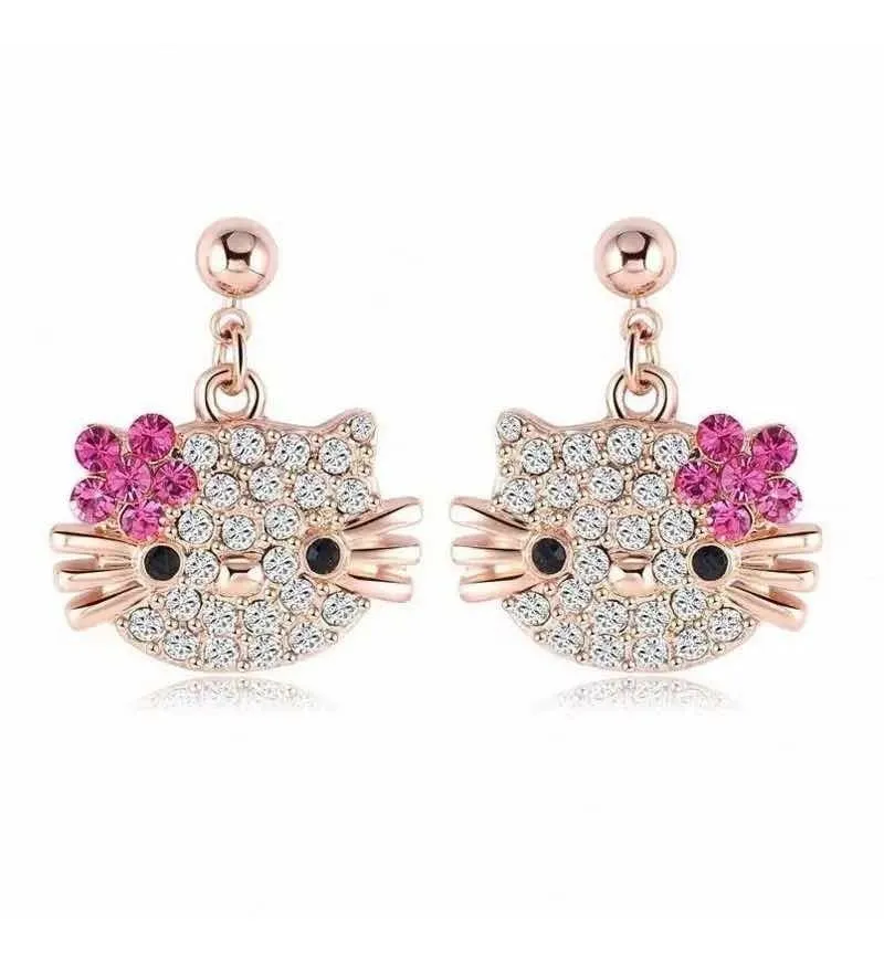 Aros Colgantes Hello Kitty Brillantes
