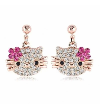 Aros Colgantes Hello Kitty Brillantes