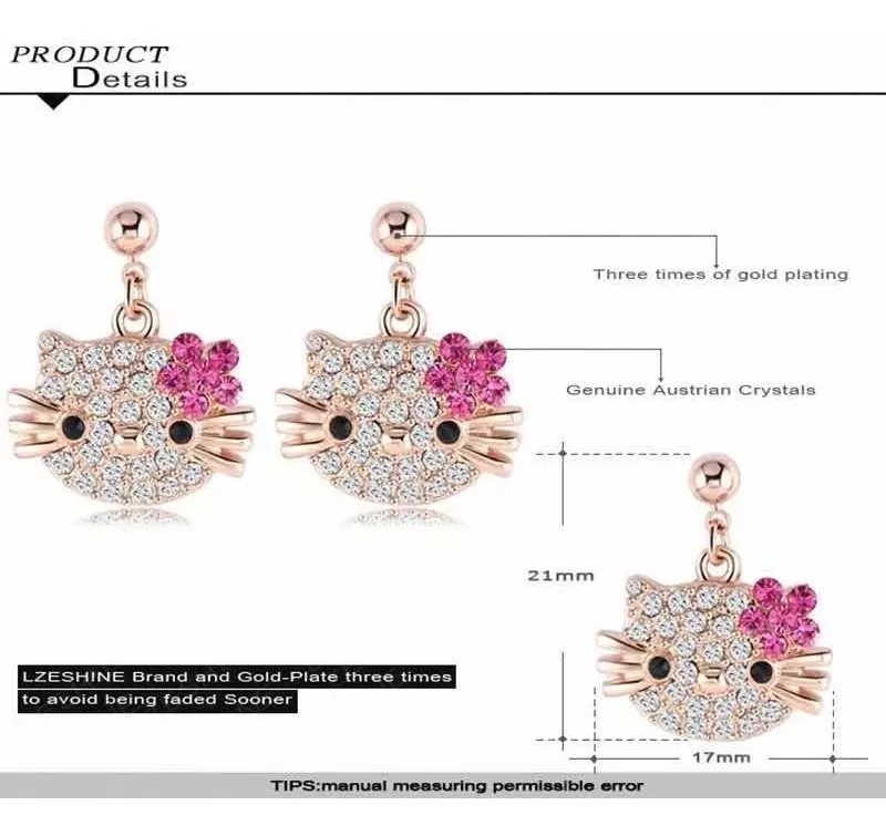 Aros Colgantes Hello Kitty Brillantes