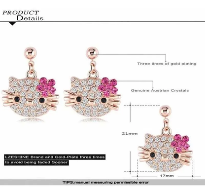 Aros Colgantes Hello Kitty Brillantes