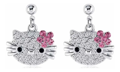 Aros Colgantes Hello Kitty Brillantes