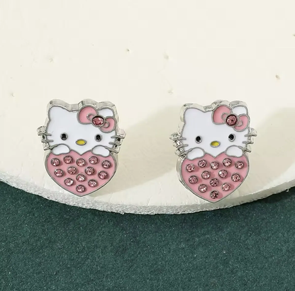 Aros Colgantes Hello Kitty Brillantes