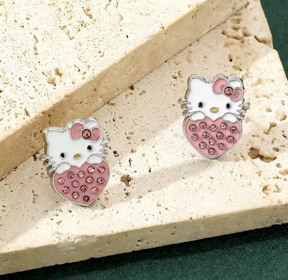 Aros Colgantes Hello Kitty Brillantes
