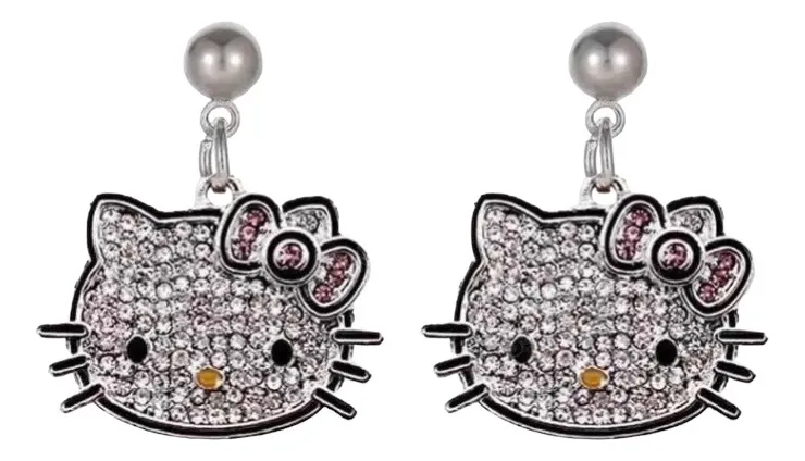 Aros Colgantes Hello Kitty Brillantes