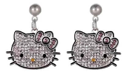 Aros Colgantes Hello Kitty Brillantes