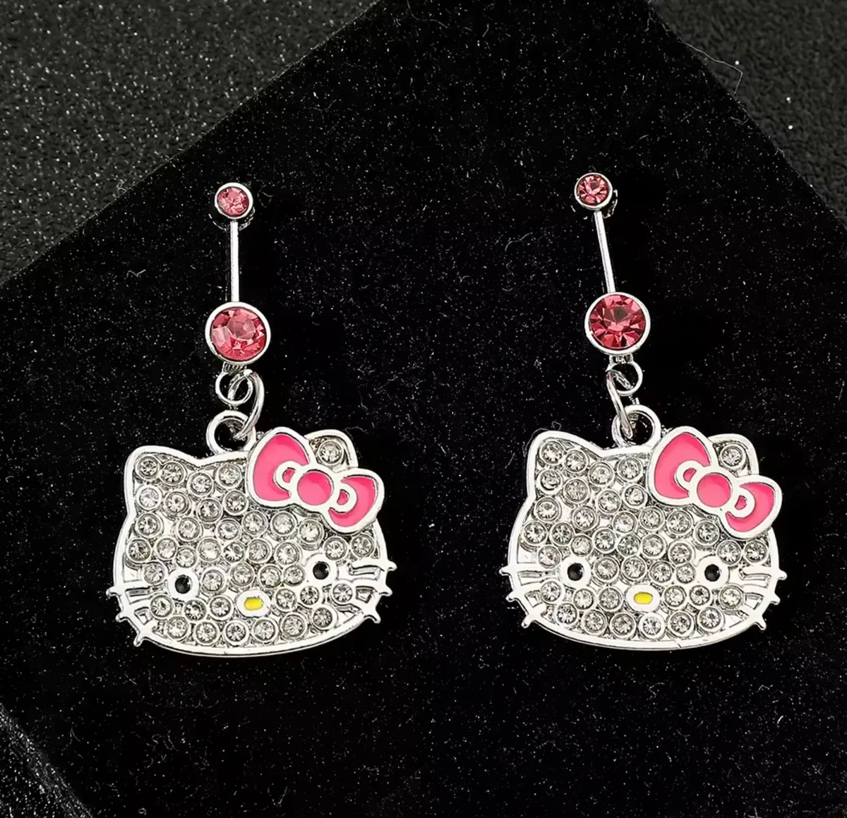 Aros Colgantes Hello Kitty Brillantes