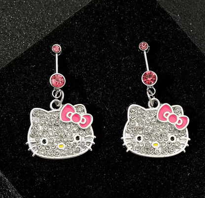 Aros Colgantes Hello Kitty Brillantes