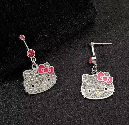 Aros Colgantes Hello Kitty Brillantes