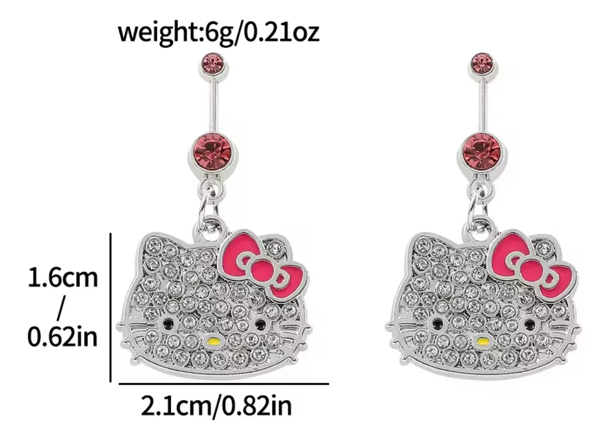 Aros Colgantes Hello Kitty Brillantes