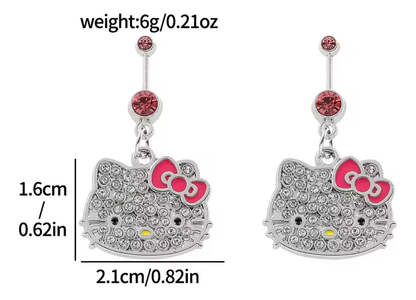 Aros Colgantes Hello Kitty Brillantes