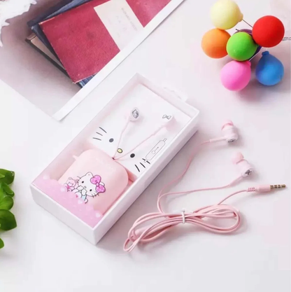 Audífonos Cableados Hello Kitty Con Estuche