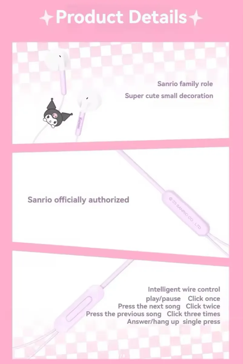 Audífonos Sanrio Con Micrófono con Estuche