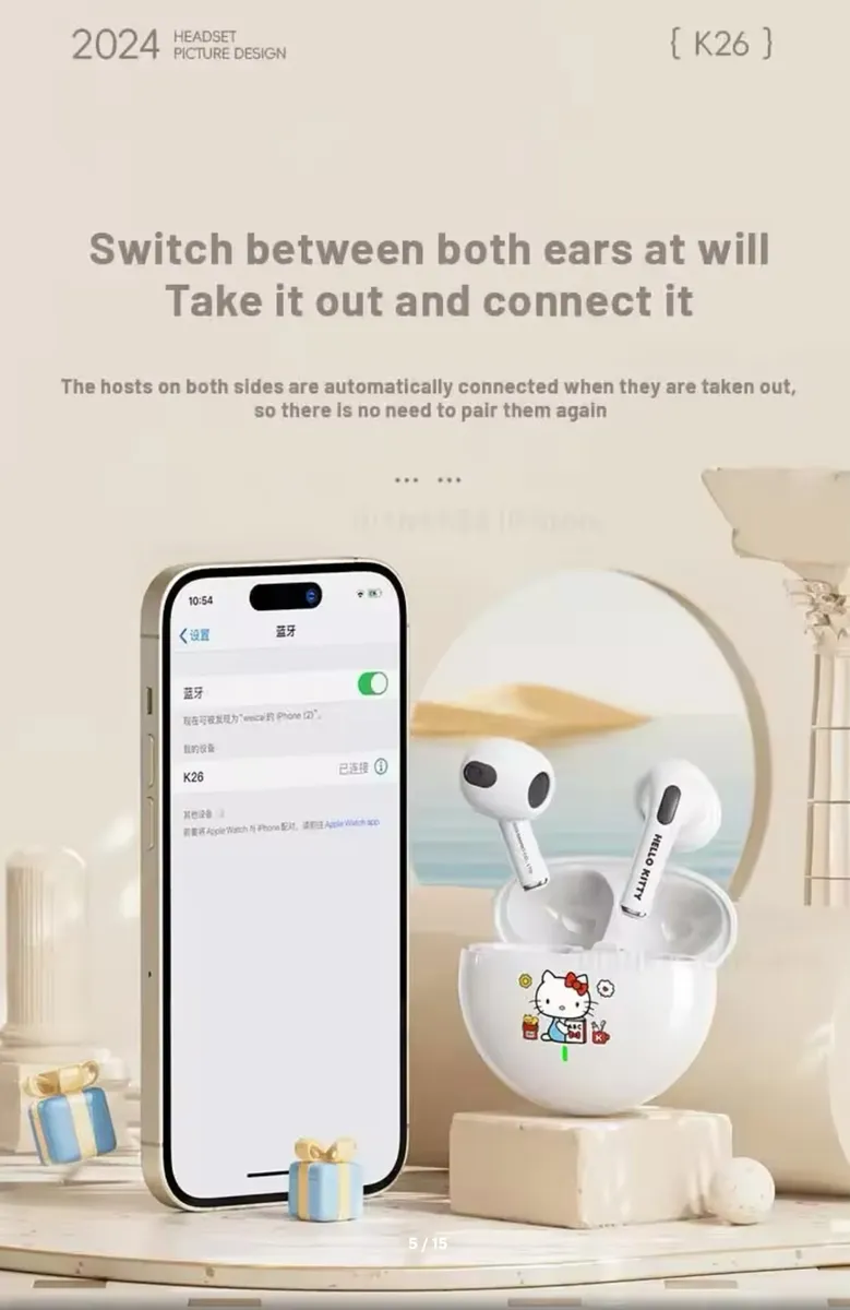 Audífonos Bluetooth Sanrio con Estuche