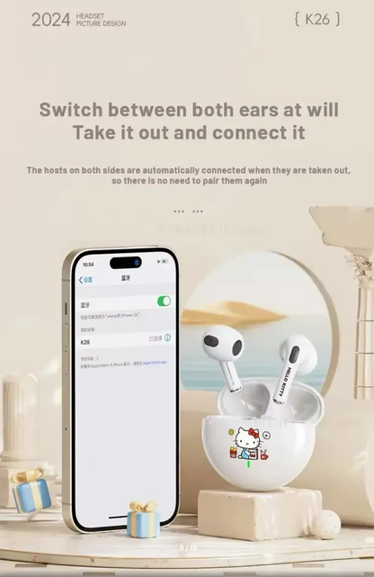 Audífonos Bluetooth Sanrio con Estuche