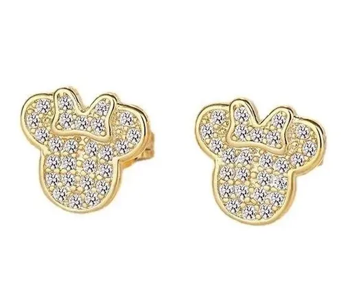 Aros Minnie & Mickey Baño Oro 18K con Circonita