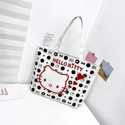 Bolso Grande de Lona Hello Kitty (Con Cierre y Forro)