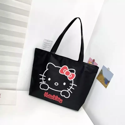 Bolso Grande de Lona Hello Kitty (Con Cierre y Forro)