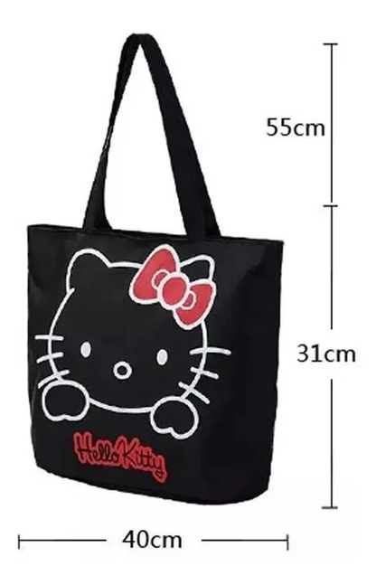 Bolso Grande de Lona Hello Kitty (Con Cierre y Forro)