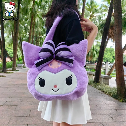 Bolso Grande Kuromi de Felpa