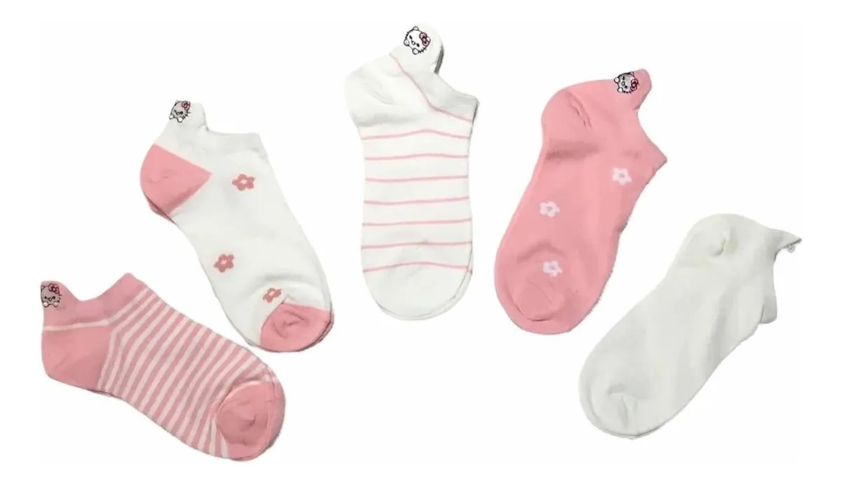 Set 5 calcetines Hello Kitty bordados (talla 35-38)