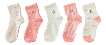Set 5 calcetines Hello Kitty bordados (talla 35-38)
