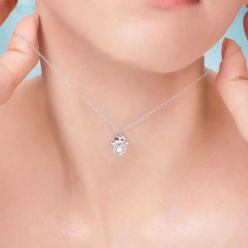 Collar Plata Esterlina Hello Kitty con Circones