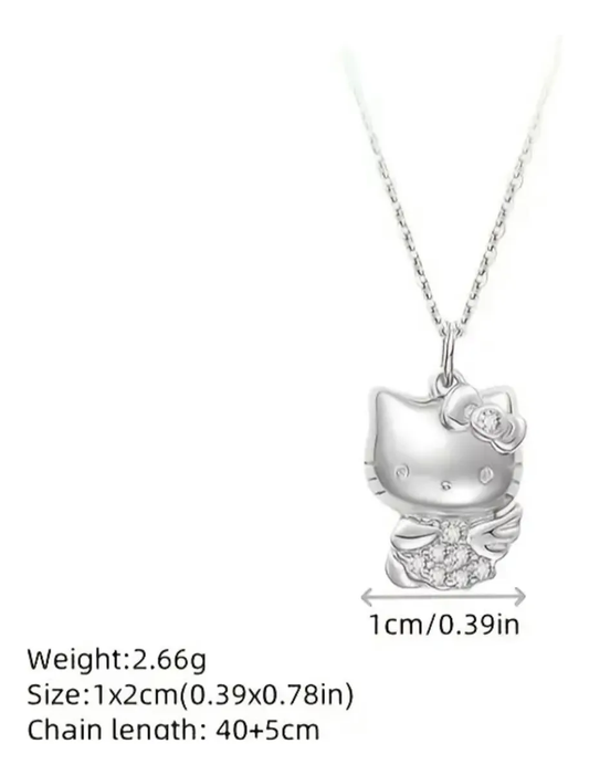 Collar Plata Esterlina Hello Kitty con Circones