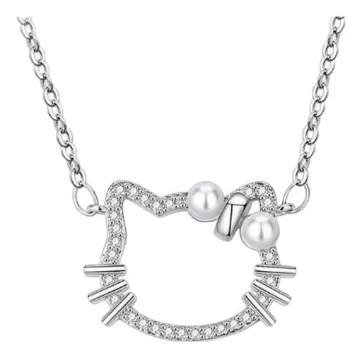 Collar Plata Esterlina Hello Kitty con Circones