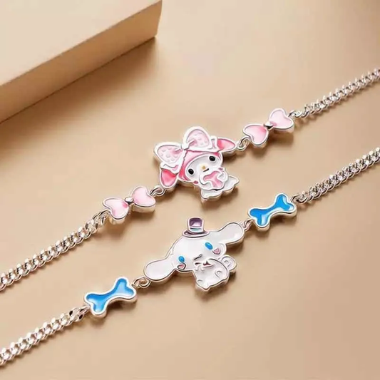 Pulsera My Melody & Cinnamoroll Bañada en Plata