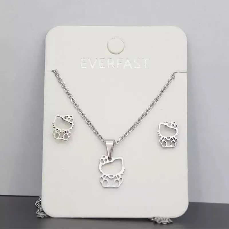 Conjunto Collar y Aros de Acero Hello Kitty