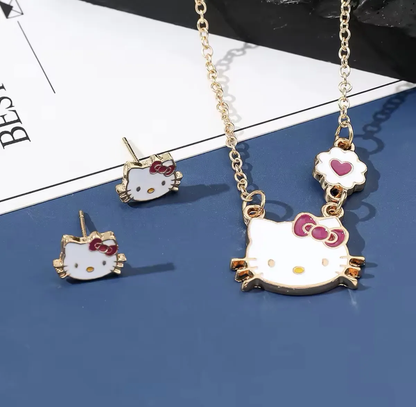 Conjunto Collar y Aros Hello Kitty Sanrio