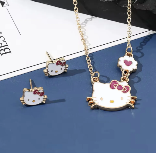 Conjunto Collar y Aros Hello Kitty Sanrio