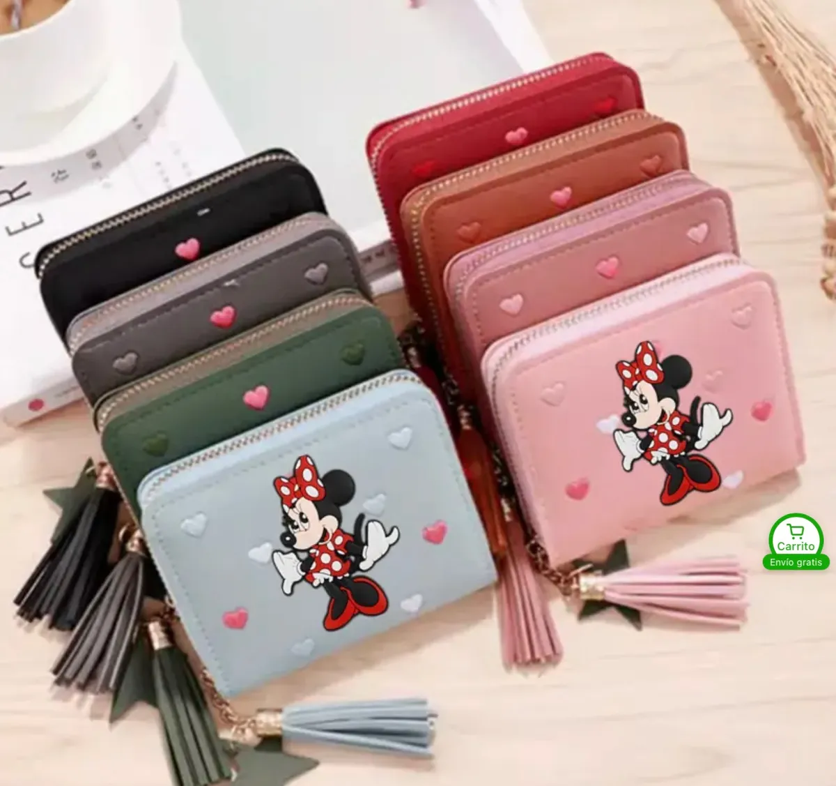 Billetera Minnie Mouse Cuerina (Varios diseños)