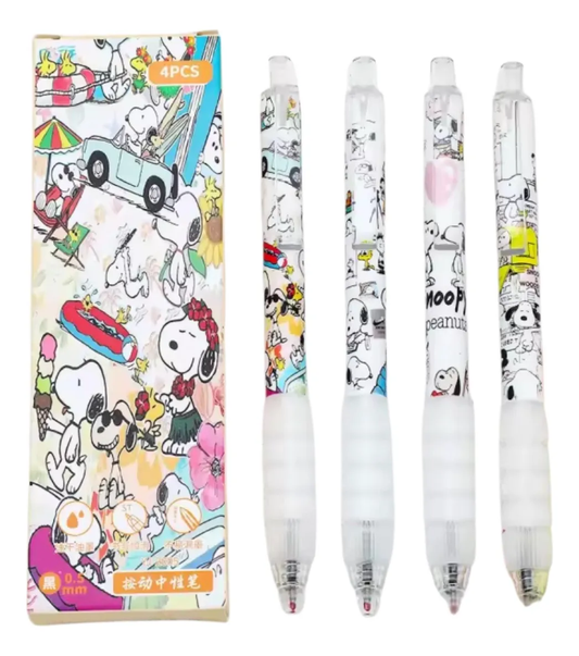 Set 4 Lapices Gel Negro de Snoopy
